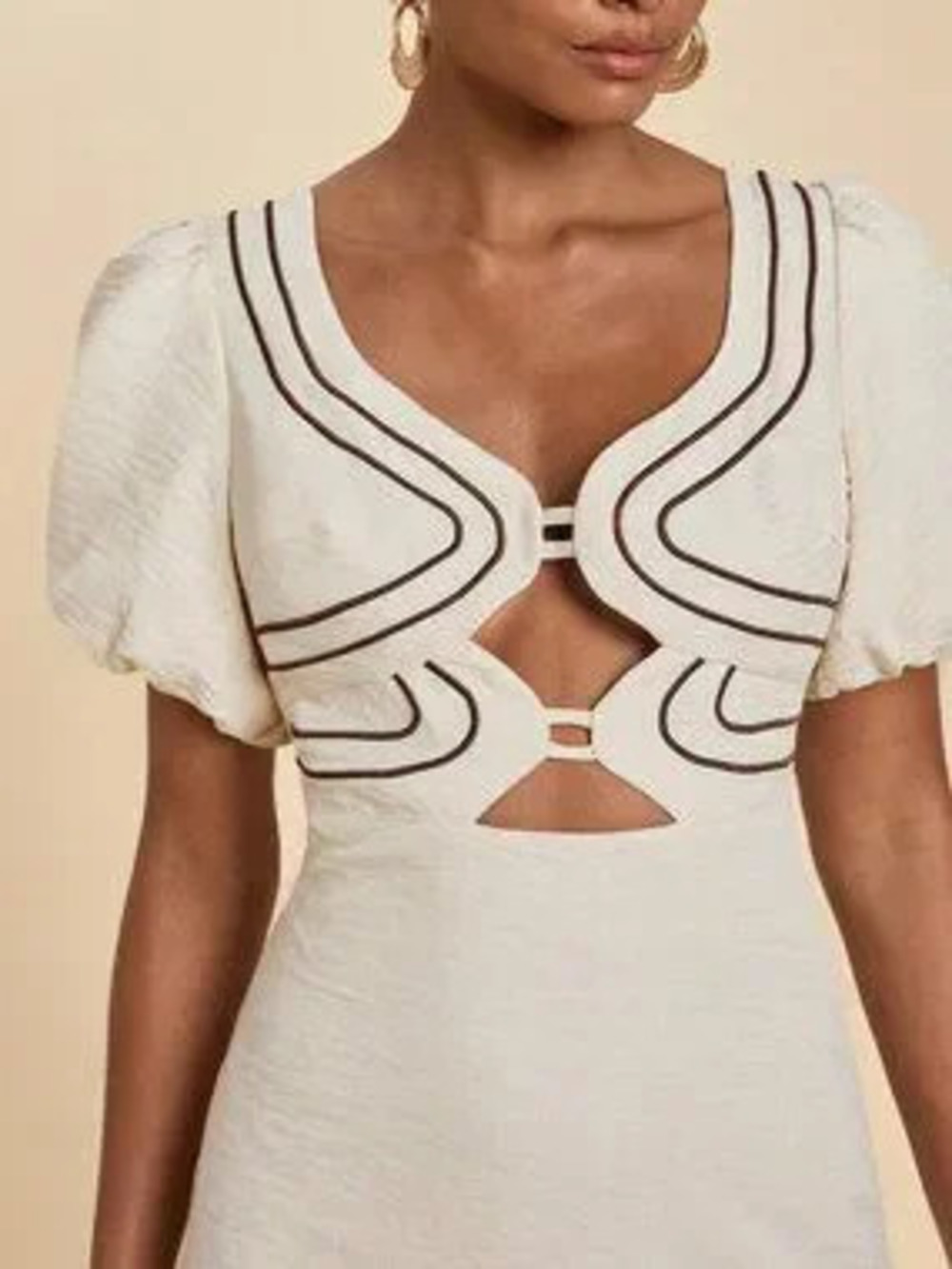 ZARA Apricot Casual Women's Textured Cutout Dress